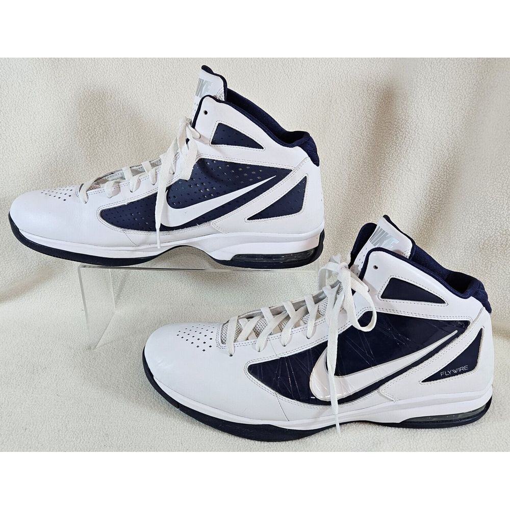 Nike White and Navy High-Top Athletic Basketball Shoes
